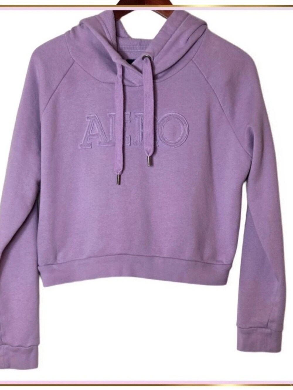 Aéropostale Lavender Purple Embossed Aero Logo Cropped Hoodie